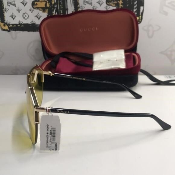 New Authentic Gucci Yellow Lens Sunglasses GG0584s 004 - Picture 5 of 11